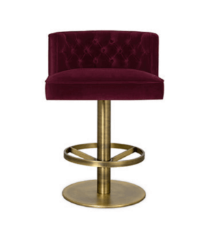 Dante Crimson Velvet Burnished Brass Counter Stool - Avant Garde Furniture - Designer Furniture Store & Luxury Home Decor