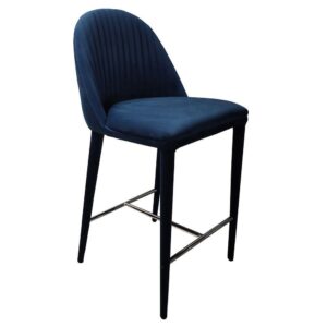 Dante Panelled Kitchen Stool - Navy Velvet - Avant Garde Furniture - Designer Furniture Store & Luxury Home Decor