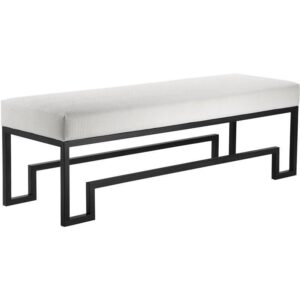 Darcy Beige Croc Leather Black Bench - Avant Garde Furniture - Designer Furniture Store & Luxury Home Decor