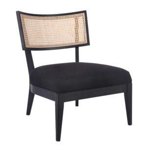 Darcy Black Oak Rattan Occasional Chair - Black Linen - Avant Garde Furniture - Designer Furniture Store & Luxury Home Decor