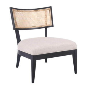 Darcy Black Oak Rattan Occasional Chair - Natural Linen - Avant Garde Furniture - Designer Furniture Store & Luxury Home Decor