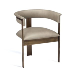 Werstler Greige Leather Bronze Dining Chair - Avant Garde Furniture - Designer Furniture Store & Luxury Home Decor