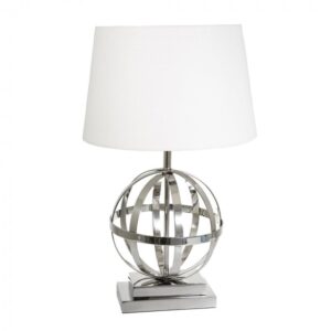 Davinci Nickel Lamp with White Shade - Avant Garde Furniture - Designer Furniture Store & Luxury Home Decor