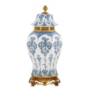Debussy Antique Gold Blue White Ceramic Vase 54cm - Avant Garde Furniture - Designer Furniture Store & Luxury Home Decor