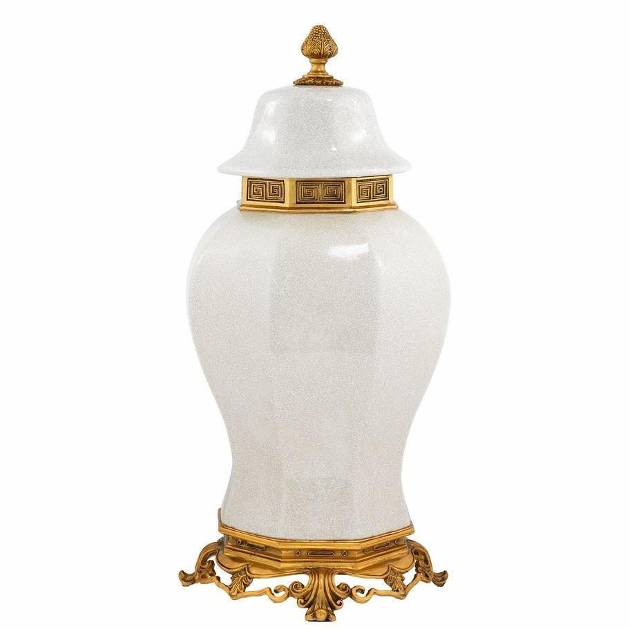 Debussy Antique Gold Blue White Ceramic Vase 54cm - Avant Garde Furniture - Designer Furniture Store & Luxury Home Decor