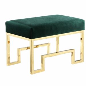 Declan Emerald Velvet Gold Ottoman stool 66cm - Avant Garde Furniture - Designer Furniture Store & Luxury Home Decor