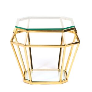 Diamante Gold Glass Sidetable - Avant Garde Furniture - Designer Furniture Store & Luxury Home Decor