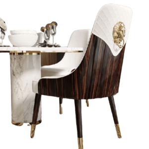 Dirani White Leather Ebony Dining Chair - Avant Garde Furniture - Designer Furniture Store & Luxury Home Decor