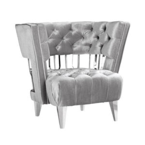 Divani Silver Grey Velvet Chrome Club Chair - Avant Garde Furniture - Designer Furniture Store & Luxury Home Decor