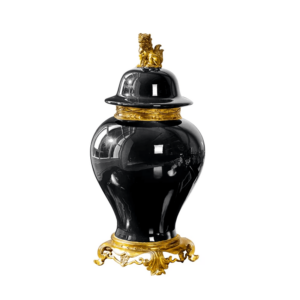 Dynasty Black Glazed Brass Temple Jar 67cm - Avant Garde Furniture - Designer Furniture Store & Luxury Home Decor