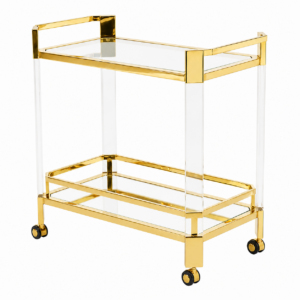Cocktail Lucite Gold Bar Cart