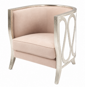Bernhardt Beige Velvet Silver Armchair