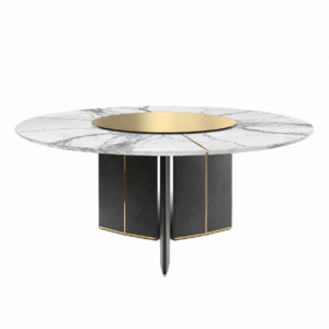 Algerone Statutario Marble Leather Dining Table