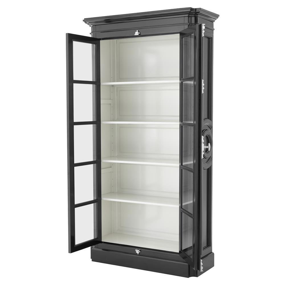 Elegancia Black Etagere Glass Door Cabinet - Avant Garde Furniture - Designer Furniture Store & Luxury Home Decor