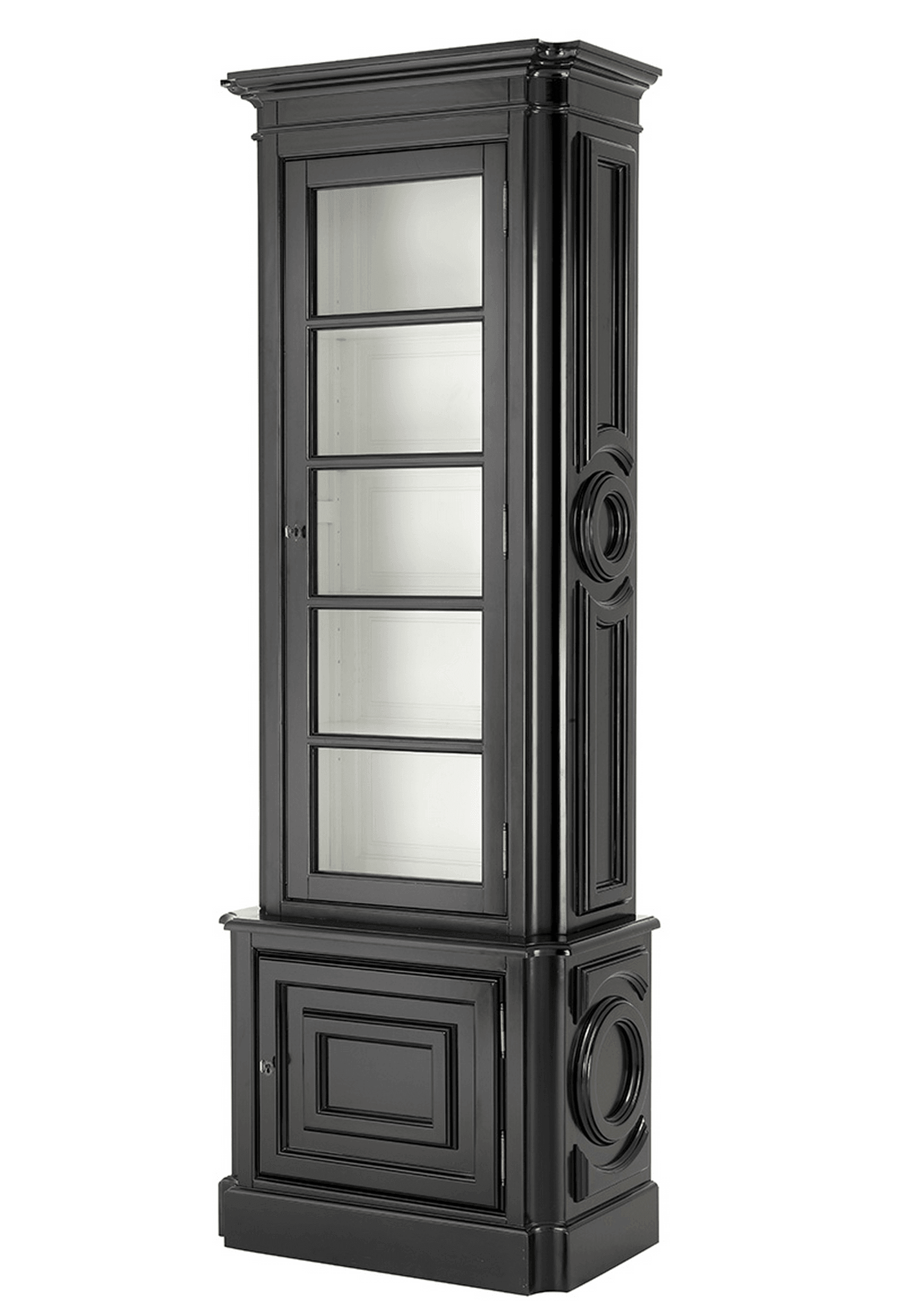 Elegancia Black Etagere Glass Right Side Cabinet - Avant Garde Furniture - Designer Furniture Store & Luxury Home Decor