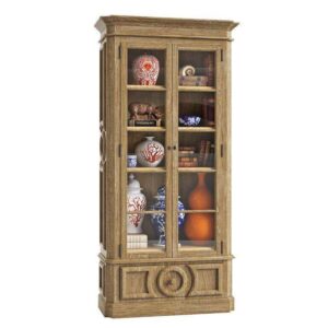 Elegancia Natural Oak Etagere Glass Door Cabinet - Avant Garde Furniture - Designer Furniture Store & Luxury Home Decor