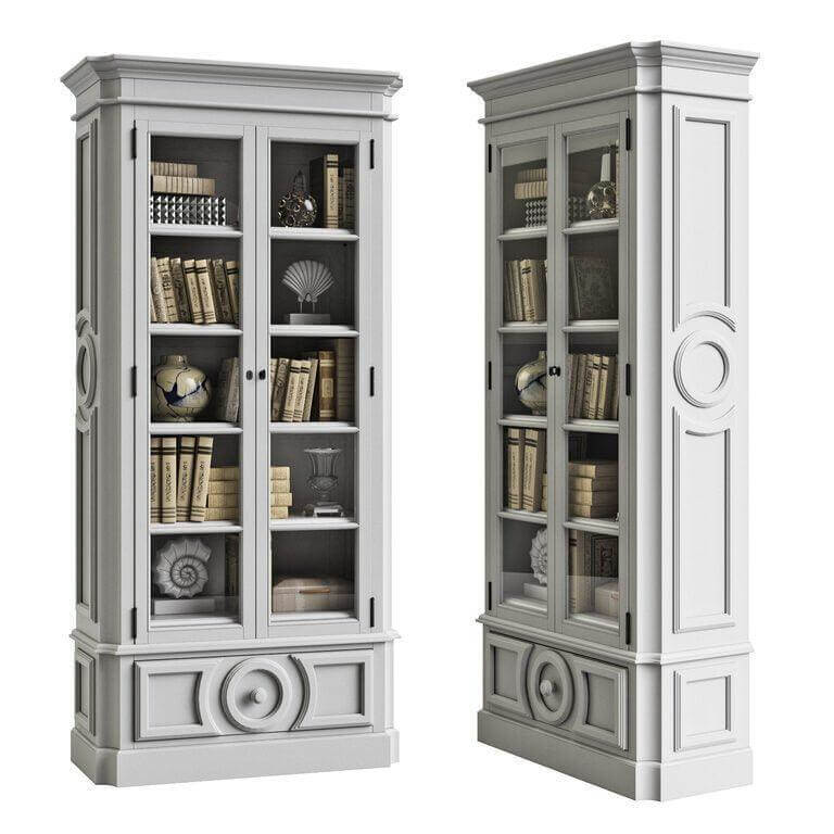 Elegancia White Etagere Glass Door Cabinet - Avant Garde Furniture - Designer Furniture Store & Luxury Home Decor