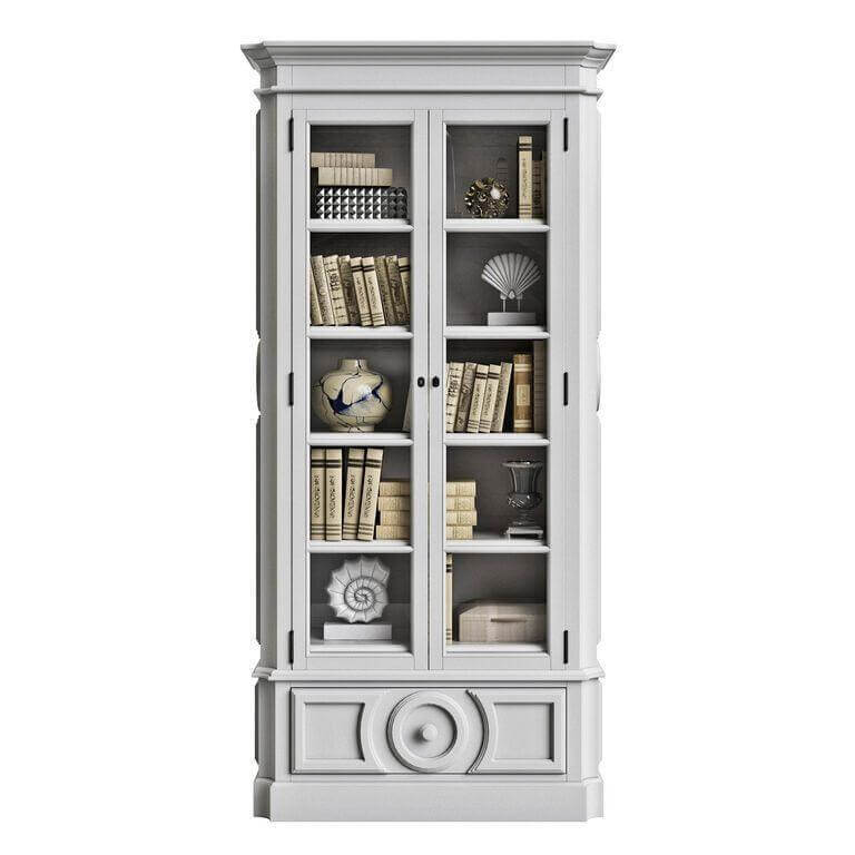 Elegancia White Etagere Glass Door Cabinet - Avant Garde Furniture - Designer Furniture Store & Luxury Home Decor