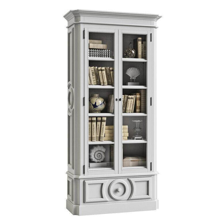Elegancia White Etagere Glass Door Cabinet - Avant Garde Furniture - Designer Furniture Store & Luxury Home Decor