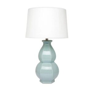 Elle Egg Blue Ceramic Lamp with White Shade - Avant Garde Furniture - Designer Furniture Store & Luxury Home Decor