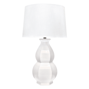 Elle White Ceramic Lamp with White Shade - Avant Garde Furniture - Designer Furniture Store & Luxury Home Decor