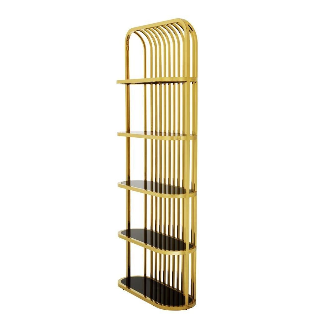 Elliot Gold Black Glass Etagere - Avant Garde Furniture - Designer Furniture Store & Luxury Home Decor