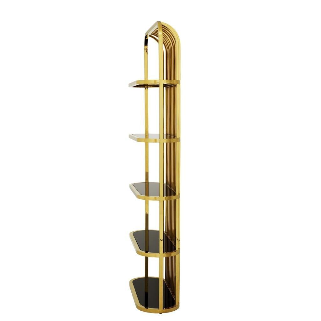 Elliot Gold Black Glass Etagere - Avant Garde Furniture - Designer Furniture Store & Luxury Home Decor