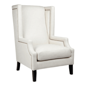 Emperor Studded Natural Linen Wing Chair - Avant Garde Furniture - Designer Furniture Store & Luxury Home Decor