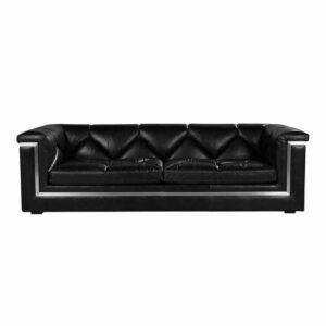 Empire Black Italian Leather Chrome Sofa - Avant Garde Furniture - Designer Furniture Store & Luxury Home Decor