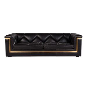 Empire Black Italian Leather Brushed Brass Sofa - Avant Garde Furniture - Designer Furniture Store & Luxury Home Decor