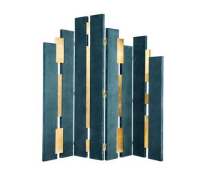 Empire Deep Blue Velvet Brass Velvet Dressing Screen - Avant Garde Furniture - Designer Furniture Store & Luxury Home Decor