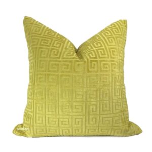Eros Chartreuse Greek Key Embossed Velvet Cushion 50cm - Avant Garde Furniture - Designer Furniture Store & Luxury Home Decor