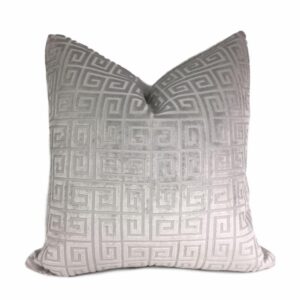 Eros Greek Key Embossed Ivory Velvet Cushion - Avant Garde Furniture - Designer Furniture Store & Luxury Home Decor