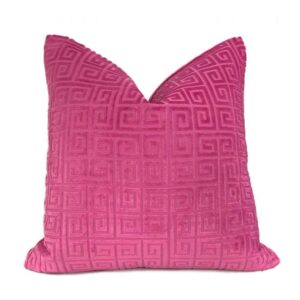 Eros Greek Key Fuscia Velvet Cushion - Avant Garde Furniture - Designer Furniture Store & Luxury Home Decor