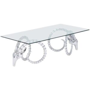 Eros Ibex Horn Nickel Glass Coffee Table - Avant Garde Furniture - Designer Furniture Store & Luxury Home Decor