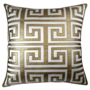 Eros White Velvet Gold Applique Cushion 50cm - Avant Garde Furniture - Designer Furniture Store & Luxury Home Decor