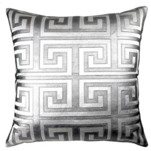Eros White Velvet Silver Metallic Applique Cushion 50cm - Avant Garde Furniture - Designer Furniture Store & Luxury Home Decor