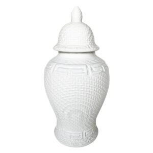 Eros White Zen Style Jar 32cm - Avant Garde Furniture - Designer Furniture Store & Luxury Home Decor