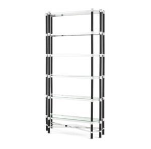 Florence Chrome Black Glass Etagere - Avant Garde Furniture - Designer Furniture Store & Luxury Home Decor