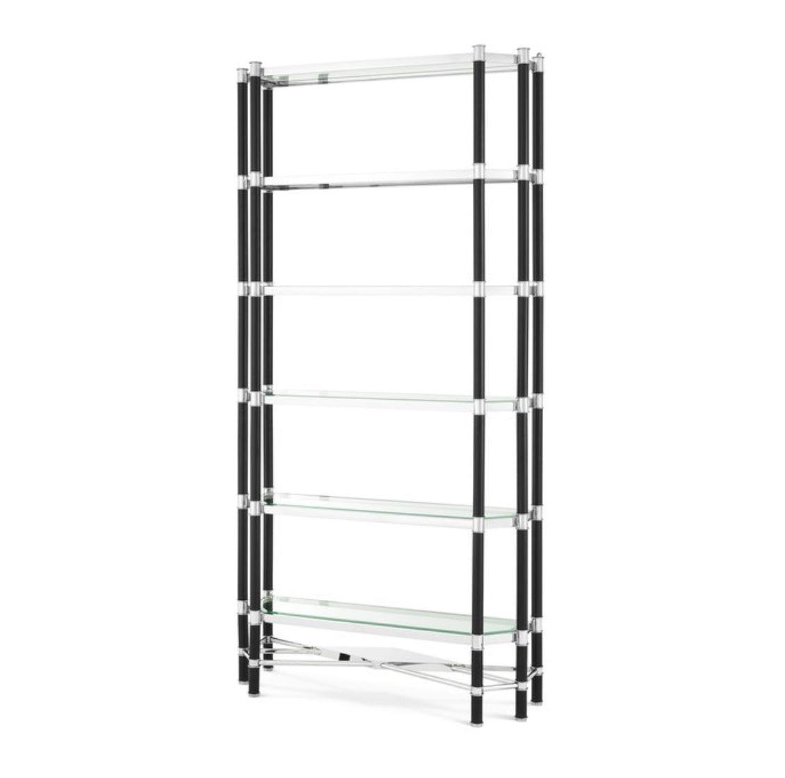 Florence Chrome Black Glass Etagere - Avant Garde Furniture - Designer Furniture Store & Luxury Home Decor