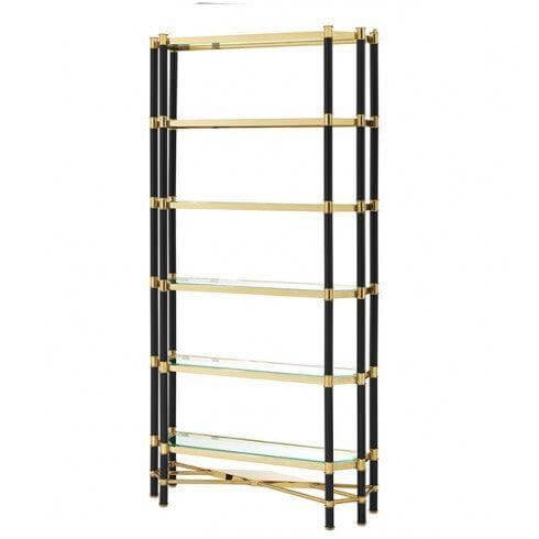 Florence Gold Black Glass Etagere - Avant Garde Furniture - Designer Furniture Store & Luxury Home Decor