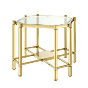 Florence Gold Glass Sidetable - Avant Garde Furniture - Designer Furniture Store & Luxury Home Decor