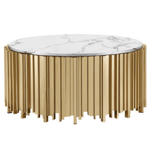 Fornetti Gold White Marble Coffee table 100cm - Avant Garde Furniture - Designer Furniture Store & Luxury Home Decor