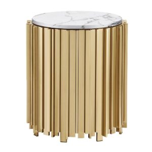 Fornetti White Marble Gold Sidetable - Avant Garde Furniture - Designer Furniture Store & Luxury Home Decor