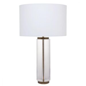 Forrester Crystal Antique Brass Lamp with White Shade - Avant Garde Furniture - Designer Furniture Store & Luxury Home Decor