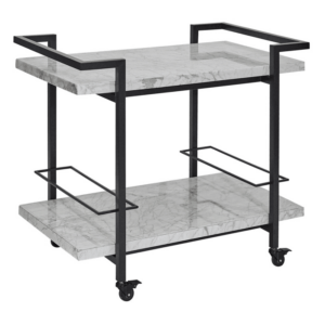 Franklin White Marble Black Bar Cart - Avant Garde Furniture - Designer Furniture Store & Luxury Home Decor