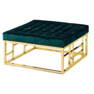Franko Emerald Green Velvet Gold Ottoman - Avant Garde Furniture - Designer Furniture Store & Luxury Home Decor