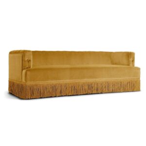 Baxter Beige Velvet Fringe Sofa 130cm - Avant Garde Furniture - Designer Furniture Store & Luxury Home Decor