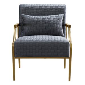 Garibaldi Textured Grey Velvet Brass Armchair - Avant Garde Furniture - Designer Furniture Store & Luxury Home Decor