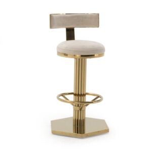 Gatsby Beige Velvet Gold Swivel Stool - Avant Garde Furniture - Designer Furniture Store & Luxury Home Decor